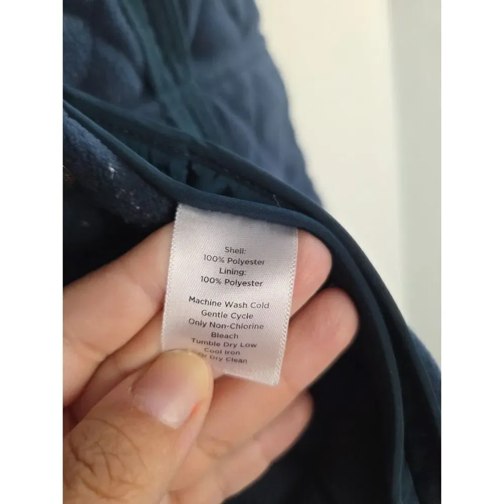 Talbots Blue Green Quilted Multi Pocket Full Zipper Snap Button Jacket size XL
